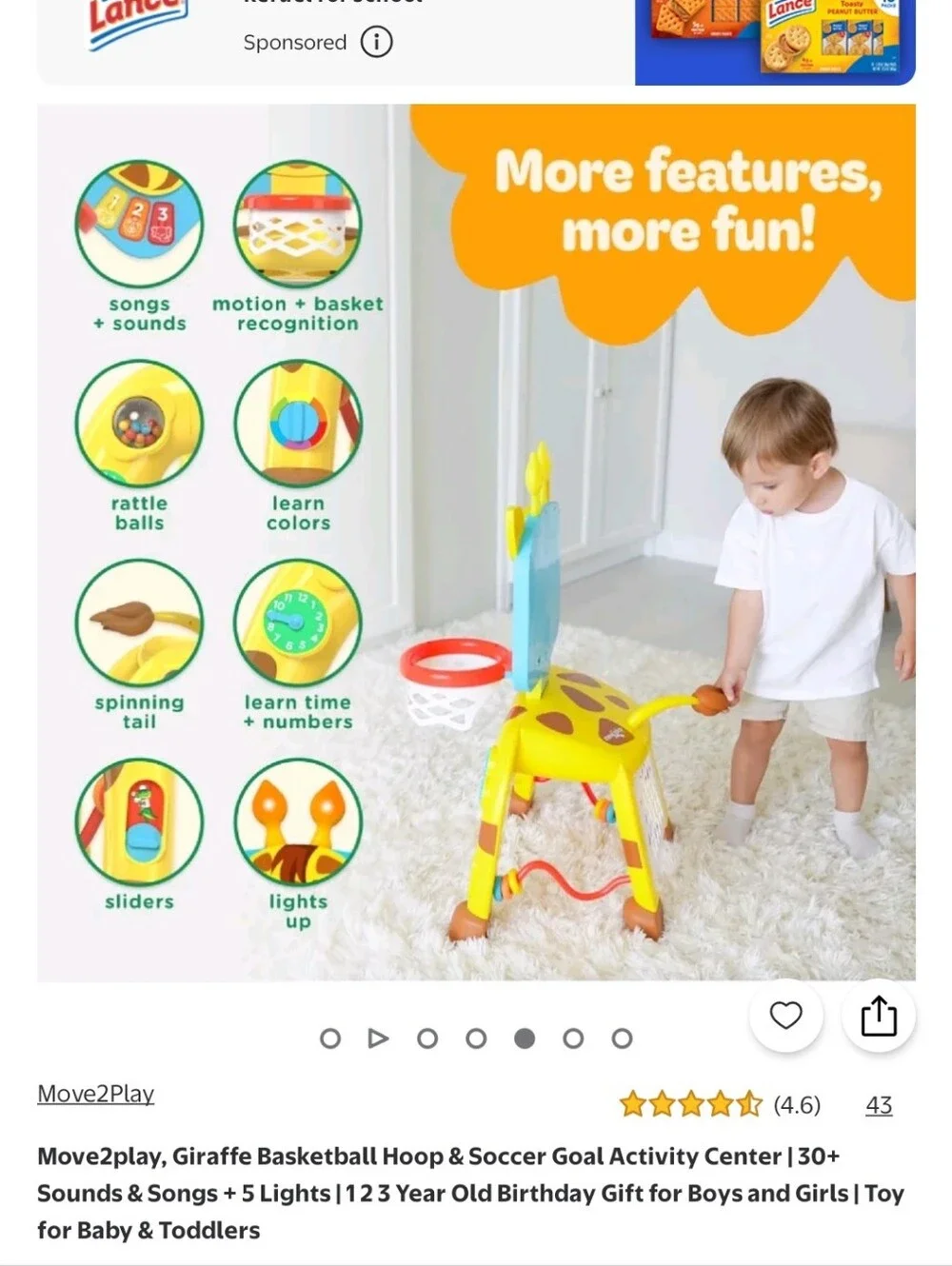 Interactive Yellow Giraffe Activity Center with Basketball & Soccer Playset